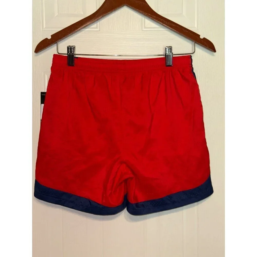 NWT Adidas Girls  Vivid Red & Navy Blue Woven Shorts‎ Size XL